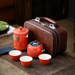 Flag Village Tea Set Suit Ceramic One Pot Four Cups Gift Box