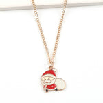 Flag Village Christmas Necklace Cute Cartoon Santa Claus Snowman Elk Pendant Necklace Xmas New Year Festival Ear Jewelry Gifts