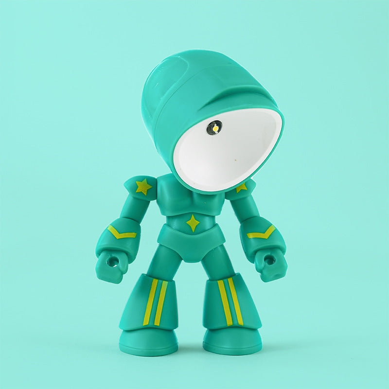 Flag Village Cute LED Hero Table Lamp Mini Portable Cool Mecha Cute Robot Night Light Bedroom Home Decoration Kids Boys Gifts