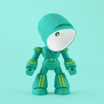 Flag Village Cute LED Hero Table Lamp Mini Portable Cool Mecha Cute Robot Night Light Bedroom Home Decoration Kids Boys Gifts