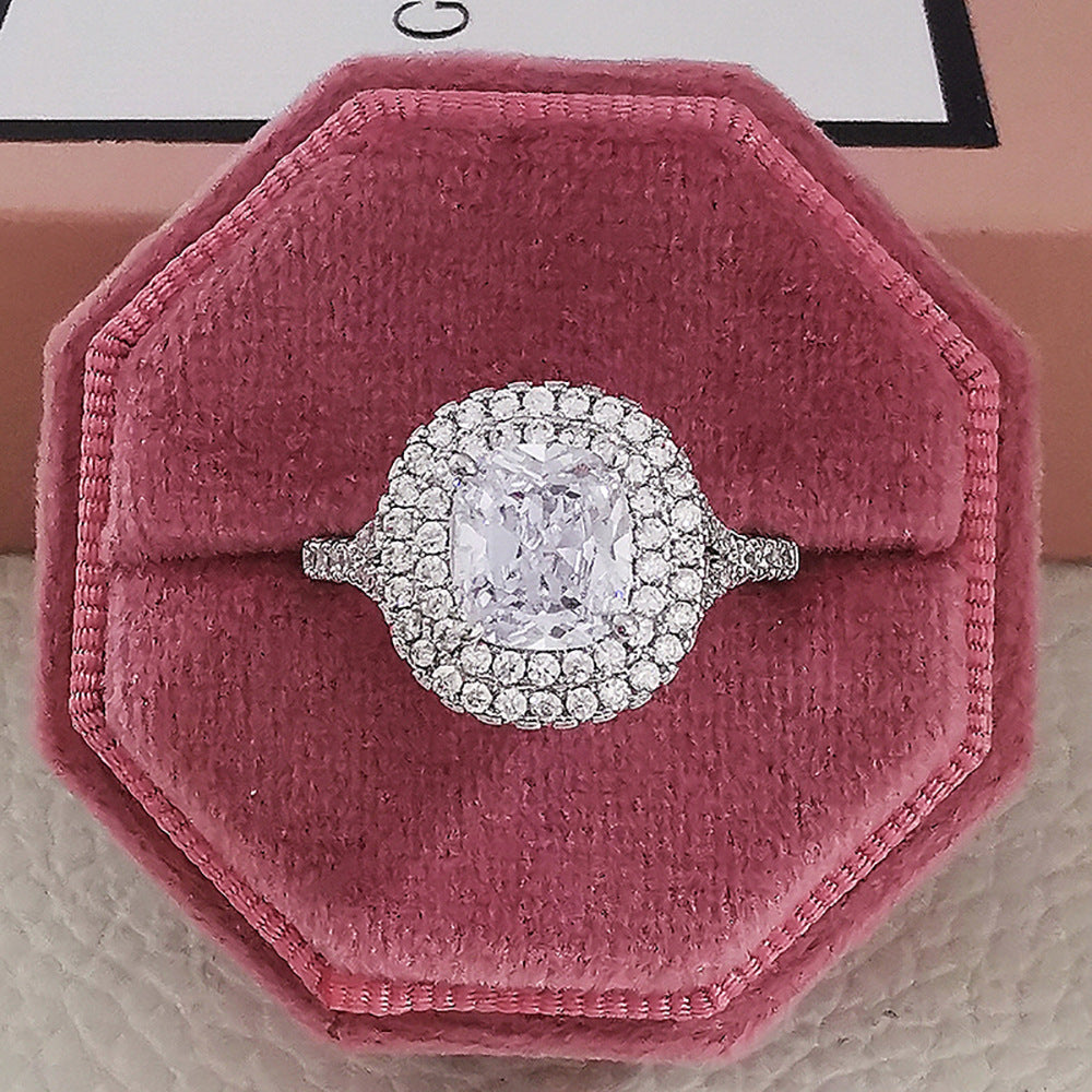 Flag Village Fashion Jewelry Luxury Multicolor Charm Cubic Zirconia Wedding Rings For Women T Shape Stone Party Jewelry Gifts