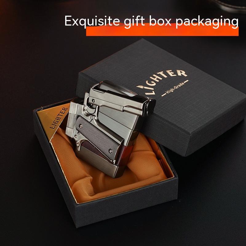 Flag Village Pistol Shape Metal Gas Lighters With Gift Box Packaging