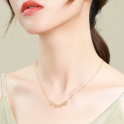 Flag Village Retro Magnetic Folding Heart Shaped Four Leaf Clover Pendant Necklace Women Love Clavicle Chain Gifts Openable Choker Jewelry