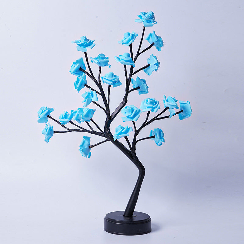 Flag Village Table Lamp Flower Tree Rose Lamps Fairy Desk Night Lights USB Operated Gifts For Wedding Valentine Christmas Decoration