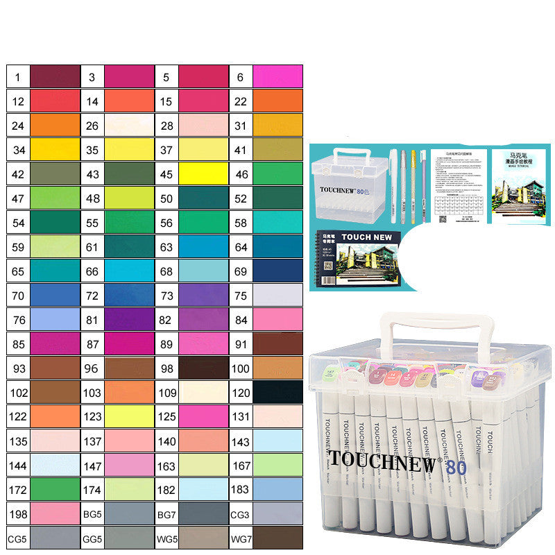 Flag Village TOUCH NEW7 Generation Double-headed Oily Marker Set Student Painting Colored Pen Gift Box