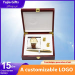 Flag Village High-end Teacher's Day Gift Three-set Box Simple Metal Ball Point Pen Cufflinks Fashion Business Men's Suit