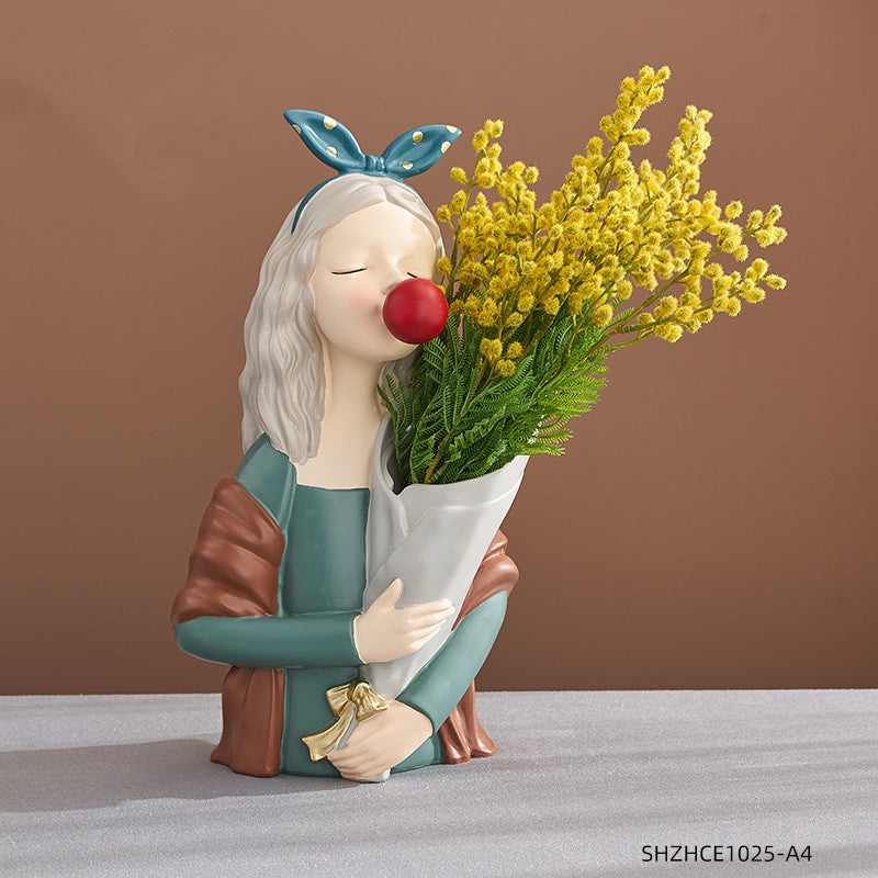 Flag Village Home Decor Girl Figurine Resin Sculpture Abstract Art Room Decor Nordic Decoration Home Living Room Decoration Accessories Gifts