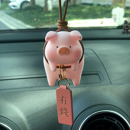 Flag Village Auto Tools Cute Cartoon Pig Car Accessories