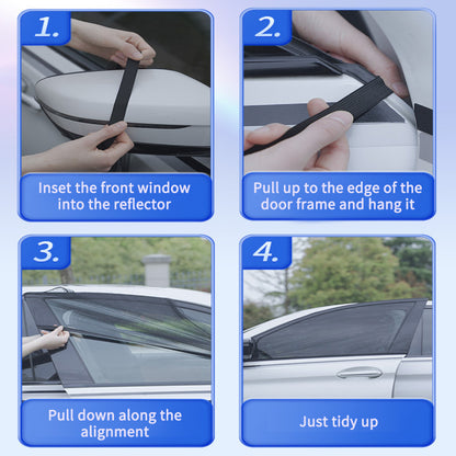 Flag Village Auto Tools Car Front&Rear Side Curtain Sun Visor Shade Mesh Cover Insulation Anti-mosquito Fabric Shield UV Protector Car Accessories Car Side Window Sunshades Window Screen Door Covers UV Protector