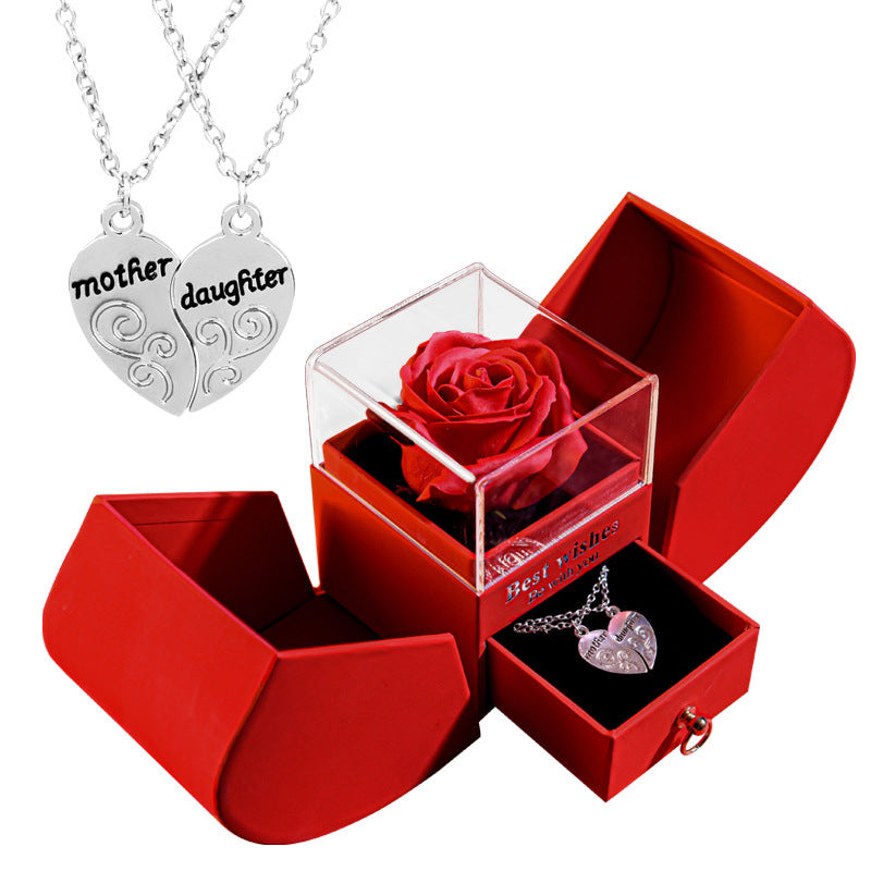 Flag Village Eternal Rose Apple Gift Box Women Necklace Valentine's Day Wedding Jewelry