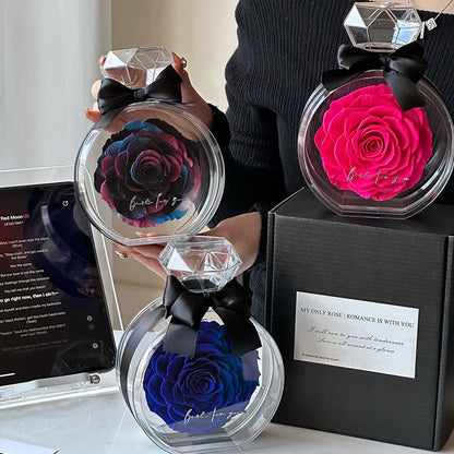 Flag Village Natural Eternal Flower Ornaments Transparent Cover Dried Rose Gift Box For Christmas New Year Valentine's Day Home Decor