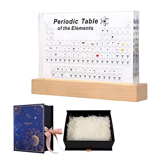 Flag Village Periodic Table With 83 Kinds Of Real Elements Inside, Acrylic Periodic Table Of Elements Samples, Easy To Read, Creative Gifts For Science Lovers And Students