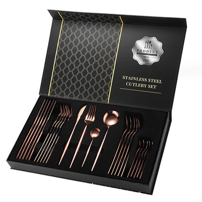 Flag Village Gift Box Stainless Steel Tableware 24-piece Set