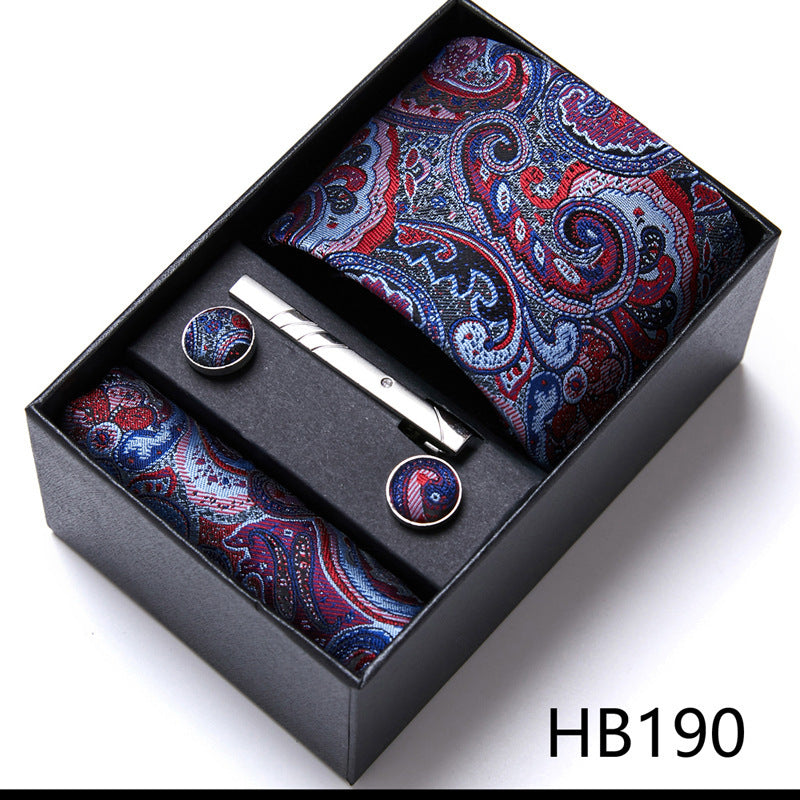Flag Village Men's Business Formal Tie Six-piece Set Gift Box