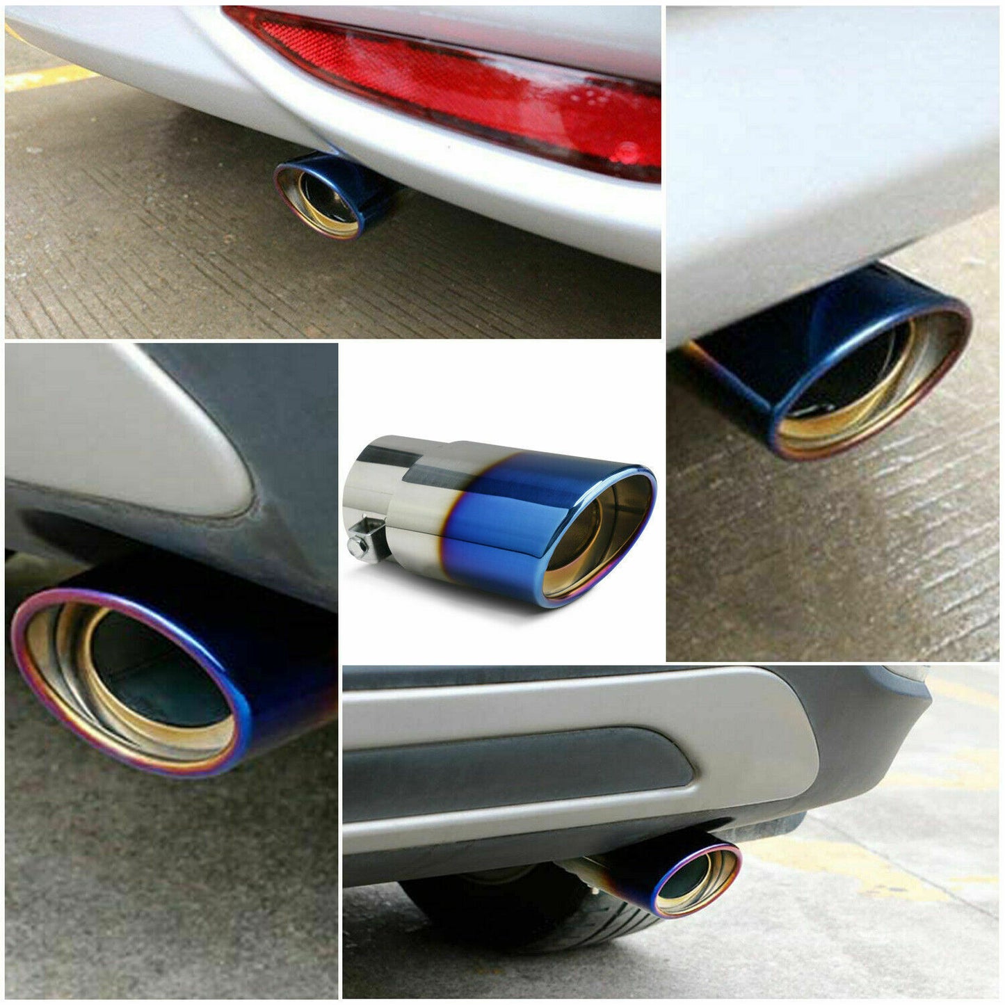 Flag Village Auto Tools Car Exhaust Pipe Tip Rear Tail Throat Muffler Stainless Steel Round Accessories
