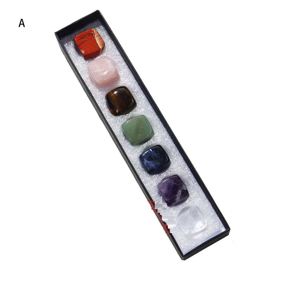 Flag Village Natural Raw Stone Ore Seven Color Gem Gift Box Set