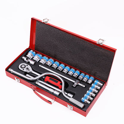 Flag Village Auto Tools 24-piece Curved Bow Car Repair Wrench Combination Suit Mechanical Household Sleeve Hardware Kits Suit