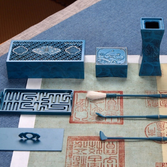 Flag Village Burnt Blue Citron Set Gift Box Incense Tools