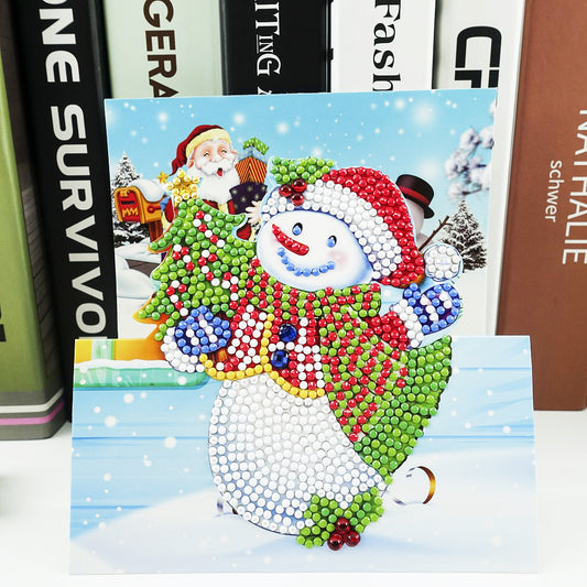 Flag Village Christmas DIY Diamond Painting Greeting Cards 5D Cartoon Birthday Postcards Kids Festival Embroidery Greet Cards Gifts