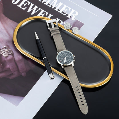 Flag Village 3 Piece Men's Watch Set Gift Box Sports Retro Calendar Quartz Watch Pen Cufflinks