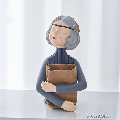 Flag Village Home Decor Girl Figurine Resin Sculpture Abstract Art Room Decor Nordic Decoration Home Living Room Decoration Accessories Gifts