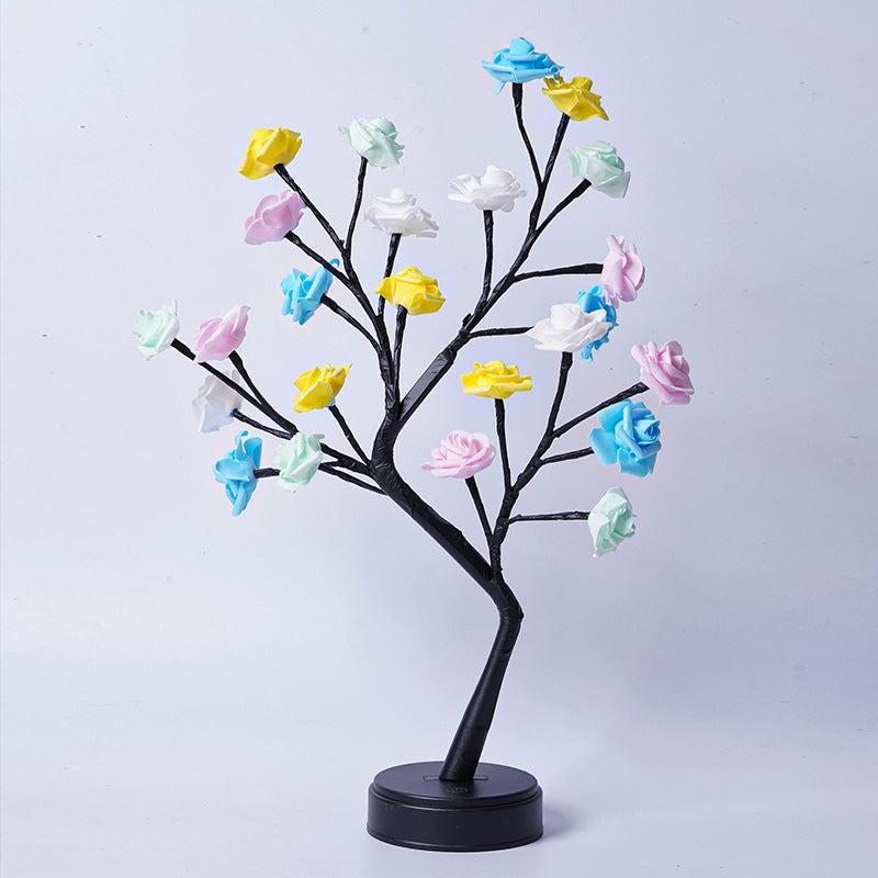 Flag Village Table Lamp Flower Tree Rose Lamps Fairy Desk Night Lights USB Operated Gifts For Wedding Valentine Christmas Decoration