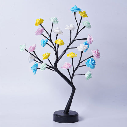 Flag Village Table Lamp Flower Tree Rose Lamps Fairy Desk Night Lights USB Operated Gifts For Wedding Valentine Christmas Decoration