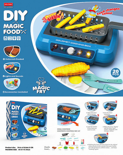 Flag Village Induction Kitchen Cooking Toys Diy Children's Play House Toy Food Recognize Change Color Toys Kids Gifts