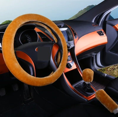 Flag Village Auto Tools Winter Wool Car Cover Plush Steering Wheel Cover