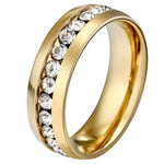Flag Village New Fashion Crystal Rings for Women Gold Color Color Stainless Steel Jewerly Gifts
