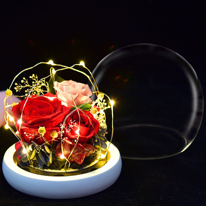 Flag Village Eternal Flower Rose Glass Cover Gift Box Gift