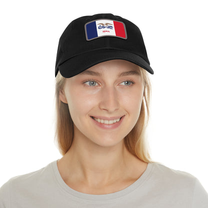 Flag Village USA Iowa State Flag Hat Cap with Leather Patch