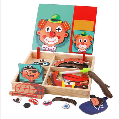 Flag Village Montessori Magnetic Fun Puzzle Children's Wooden Puzzle Box Game Cartoon Educational Painting Toys For Children Gift Antistress