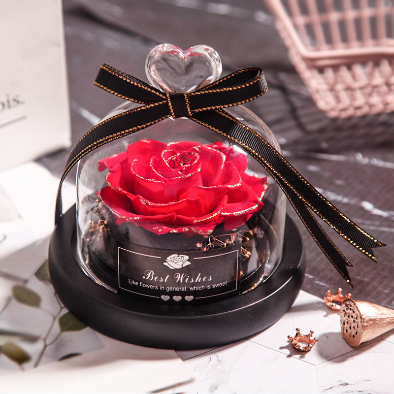 Flag Village Valentine's Day Christmas Dried Flowers For Home Decor Wedding Gifts Dried Flowers Eternal Real Rose Home Decor With LED In Glass
