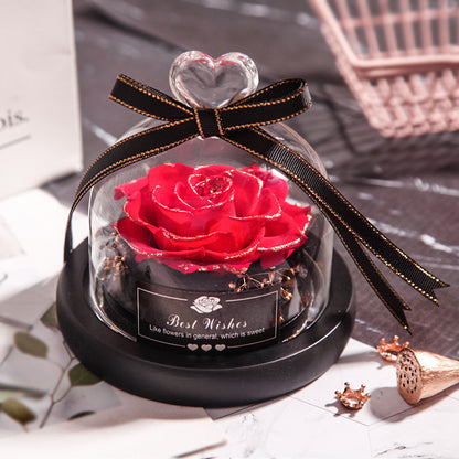 Flag Village Valentine's Day Christmas Dried Flowers For Home Decor Wedding Gifts Dried Flowers Eternal Real Rose Home Decor With LED In Glass