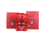 Flag Village Eternal Rose Teddy Bear Gifts Box With Necklace Rotate Rose Jewelry Box Valentine Wedding Storage Gift Case For Women Girlfriend