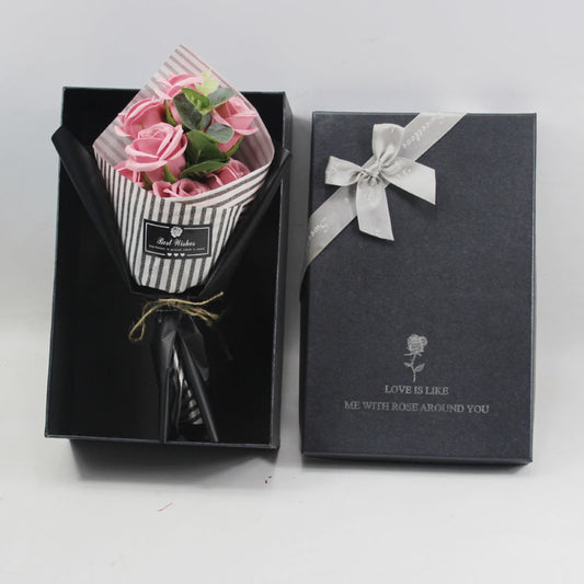 Flag Village Soap Flower Bear Gift Box Birthday Gift Mother's Day 7 Carnation Valentine's Day Gift Box