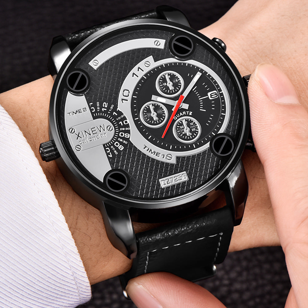 Flag Village Mens Big   Watches Fashion Leather Date Gifts Wristwatch
