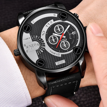 Flag Village Mens Big   Watches Fashion Leather Date Gifts Wristwatch