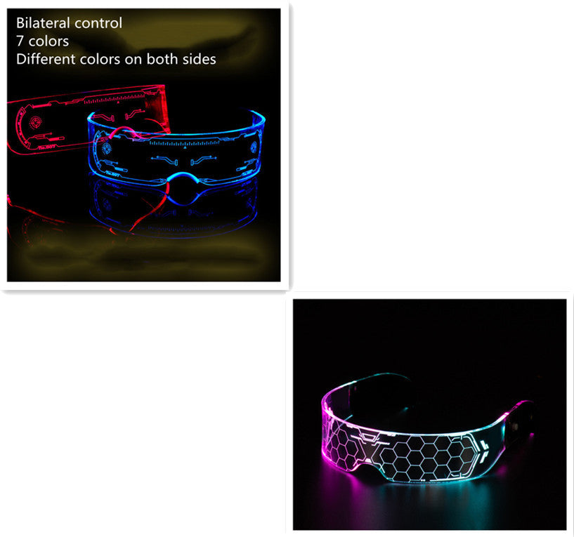 Flag Village LED Luminous Glasses Party Bar Disco Punk Glasses Futuristic Style Festival Goggles Decoration Gifts