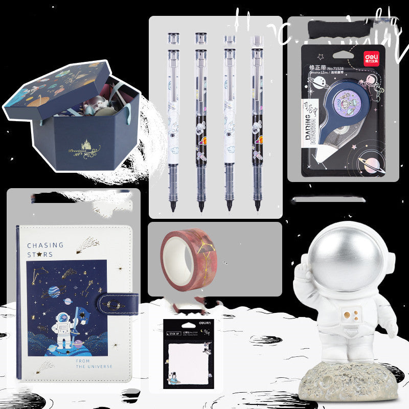 Flag Village Universe Galaxy Exploration Stationery Set Gift Box Spree Birthday Gift Astronaut Notebook Creative Hand Ledger