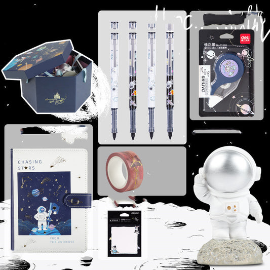 Flag Village Universe Galaxy Exploration Stationery Set Gift Box Spree Birthday Gift Astronaut Notebook Creative Hand Ledger