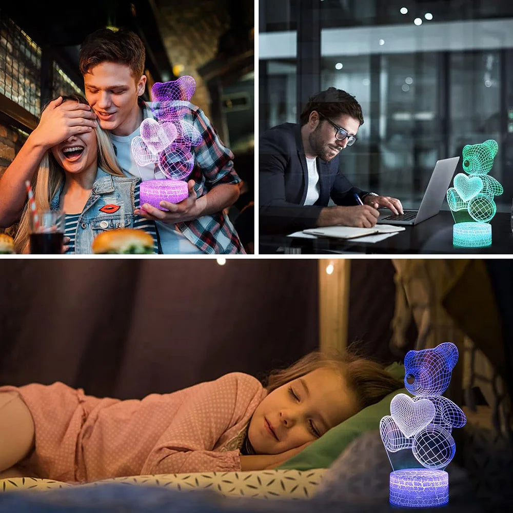 Flag Village 3D Lamp Acrylic USB LED Night Lights Neon Sign Lamp Xmas Christmas Decorations For Home Bedroom Birthday Decor Valentines Day Gifts