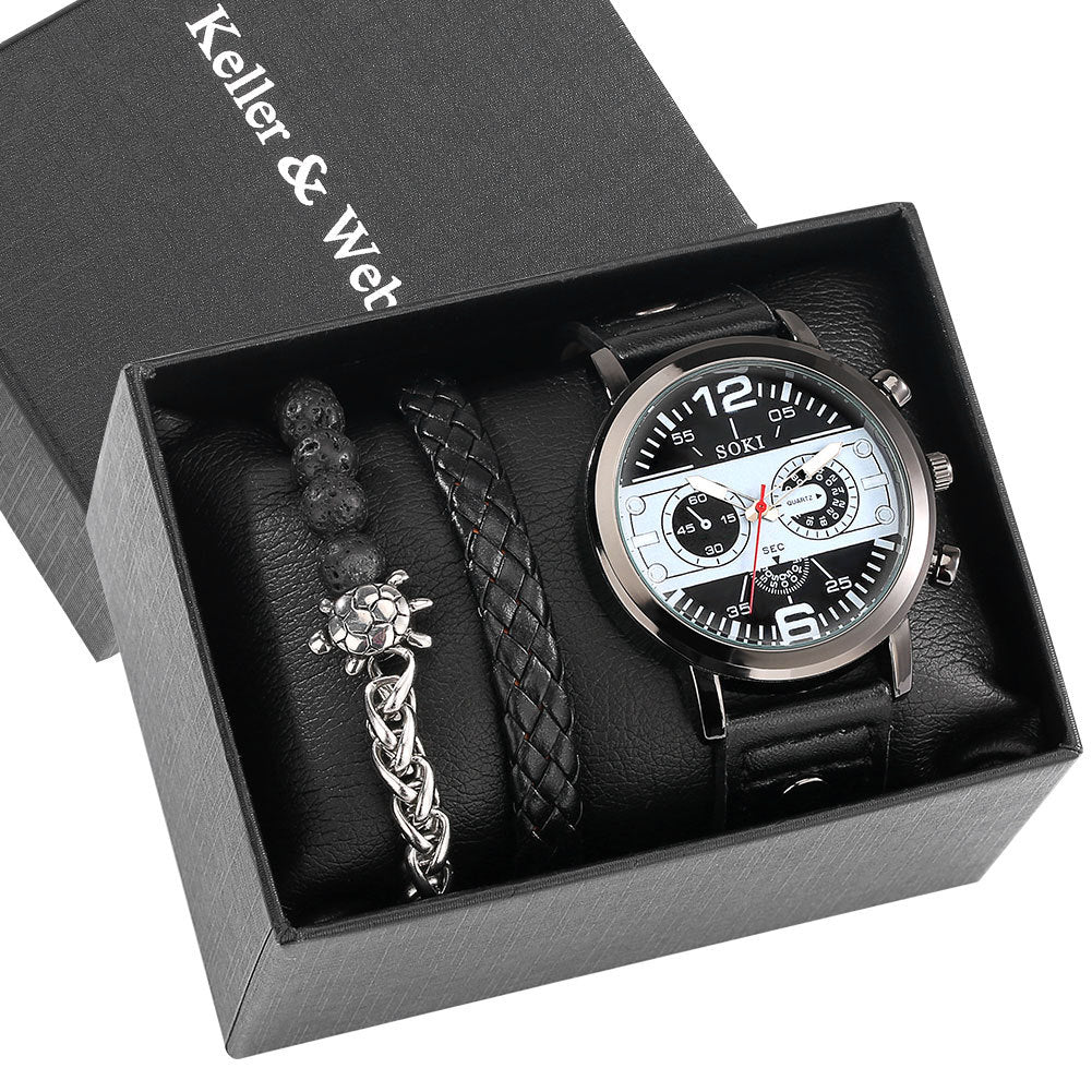 Flag Village New Suit Men's Quartz Watch  Bracelet Gift Set Box