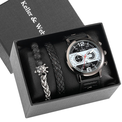 Flag Village New Suit Men's Quartz Watch  Bracelet Gift Set Box