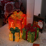 Flag Village Remote Control Christmas Gift Box Lights Christmas Three-piece Decoration