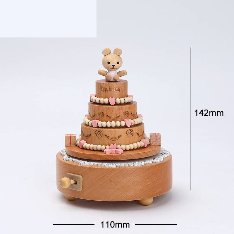 Flag Village Wooden building model music box birthday gift
