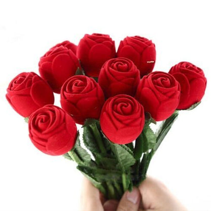 Flag Village Romantic Red Rose Flower Ring Gift Box for Anniversary Wedding Proposal & Gifts