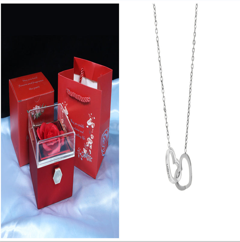 Flag Village Rotating Soap Flower Rose Gift Box Creative Rotating Rose Jewelry Packaging Box Valentine's Day Gift For Women