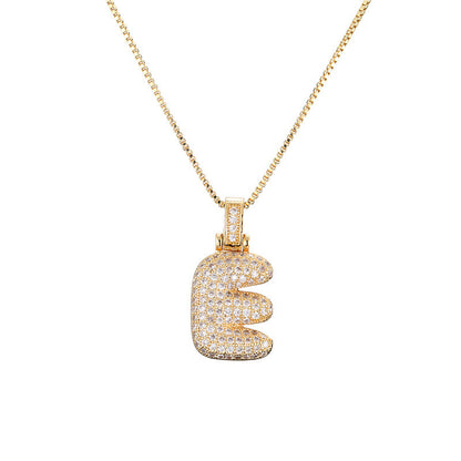 Flag Village Clavicle Chain Copper Micro Inlaid Zircon 26 Letter Pendant Necklace For Women's Birthday Jewelry Gifts